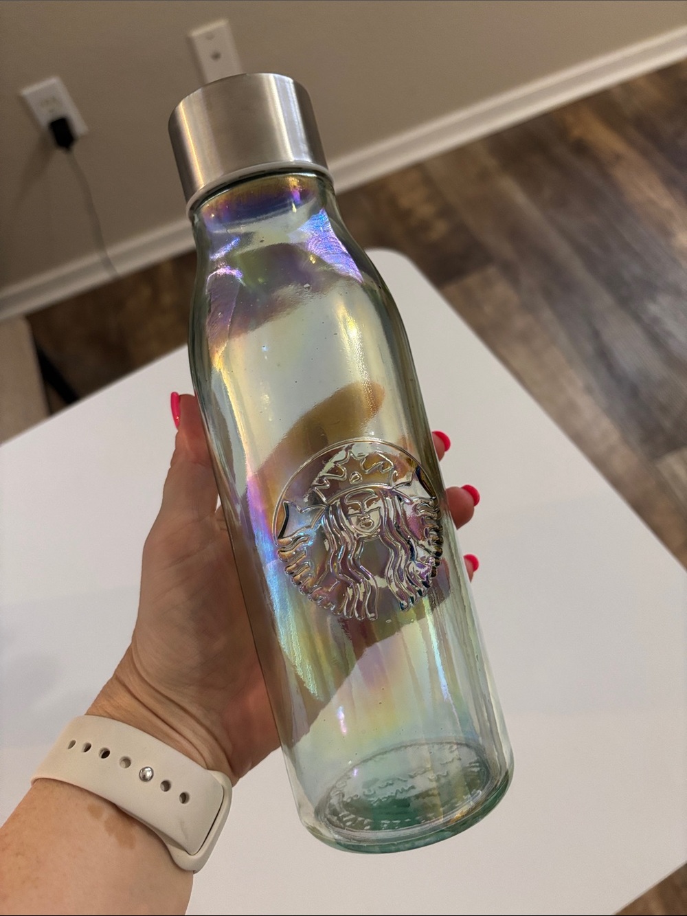 Starbucks Iridescent Rainbow Glass Bottle
